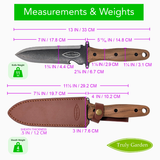 Deluxe Hori Hori Garden Knife with Leather Sheath and XL Walnut Handle