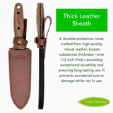 Deluxe Hori Hori Garden Knife with Leather Sheath and XL Walnut Handle