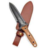 Deluxe Hori Hori Garden Knife with Leather Sheath and XL Walnut Handle