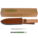 Hori Hori Garden Tool with Leather Sheath and Sharpening Rod